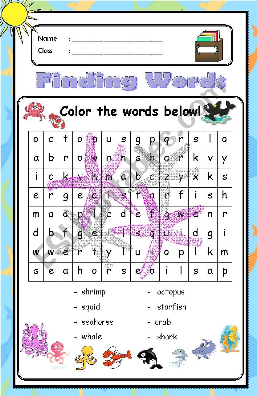 Finding Words [under the sea] worksheet